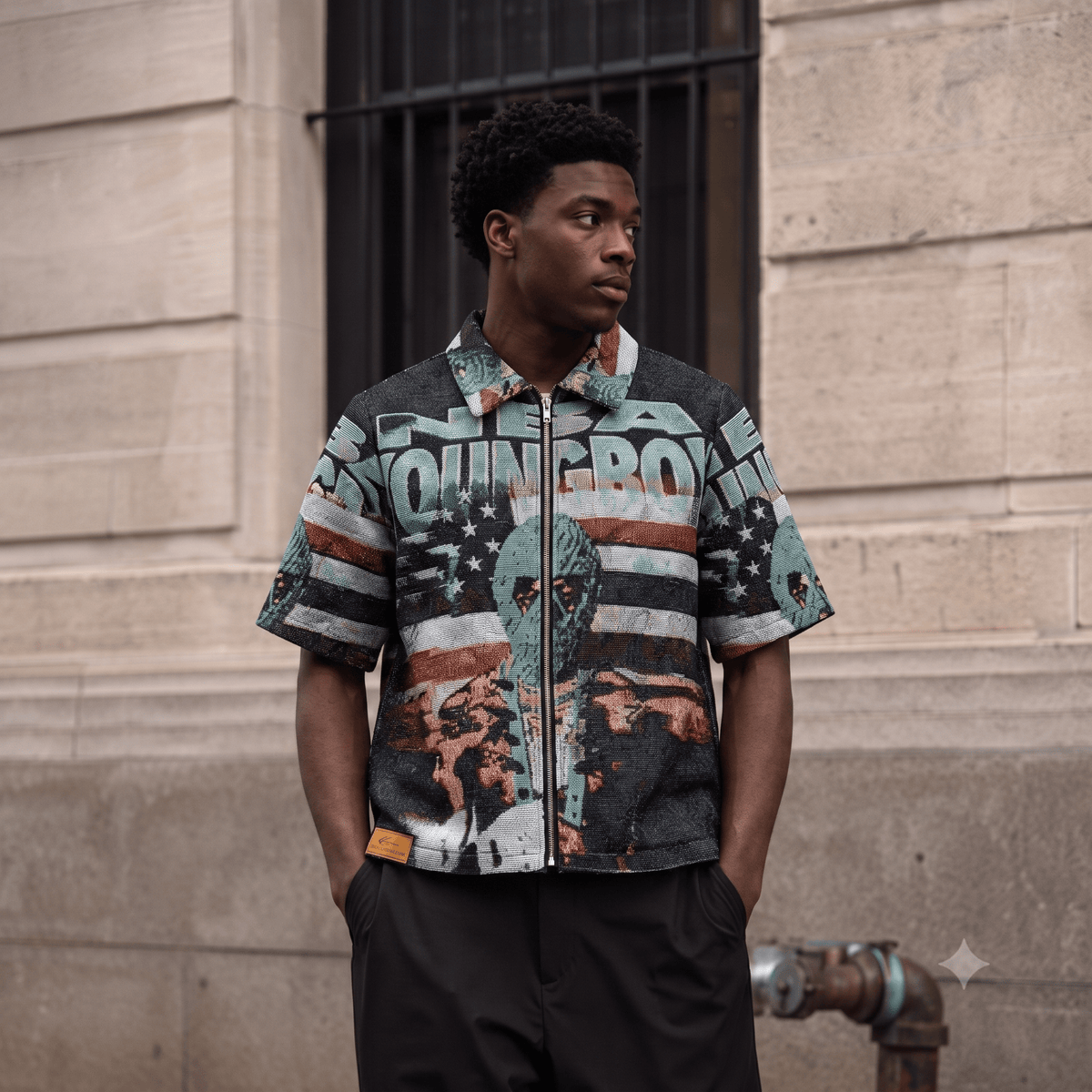 GREEN YOUNGBOY TAPESTRY TEE