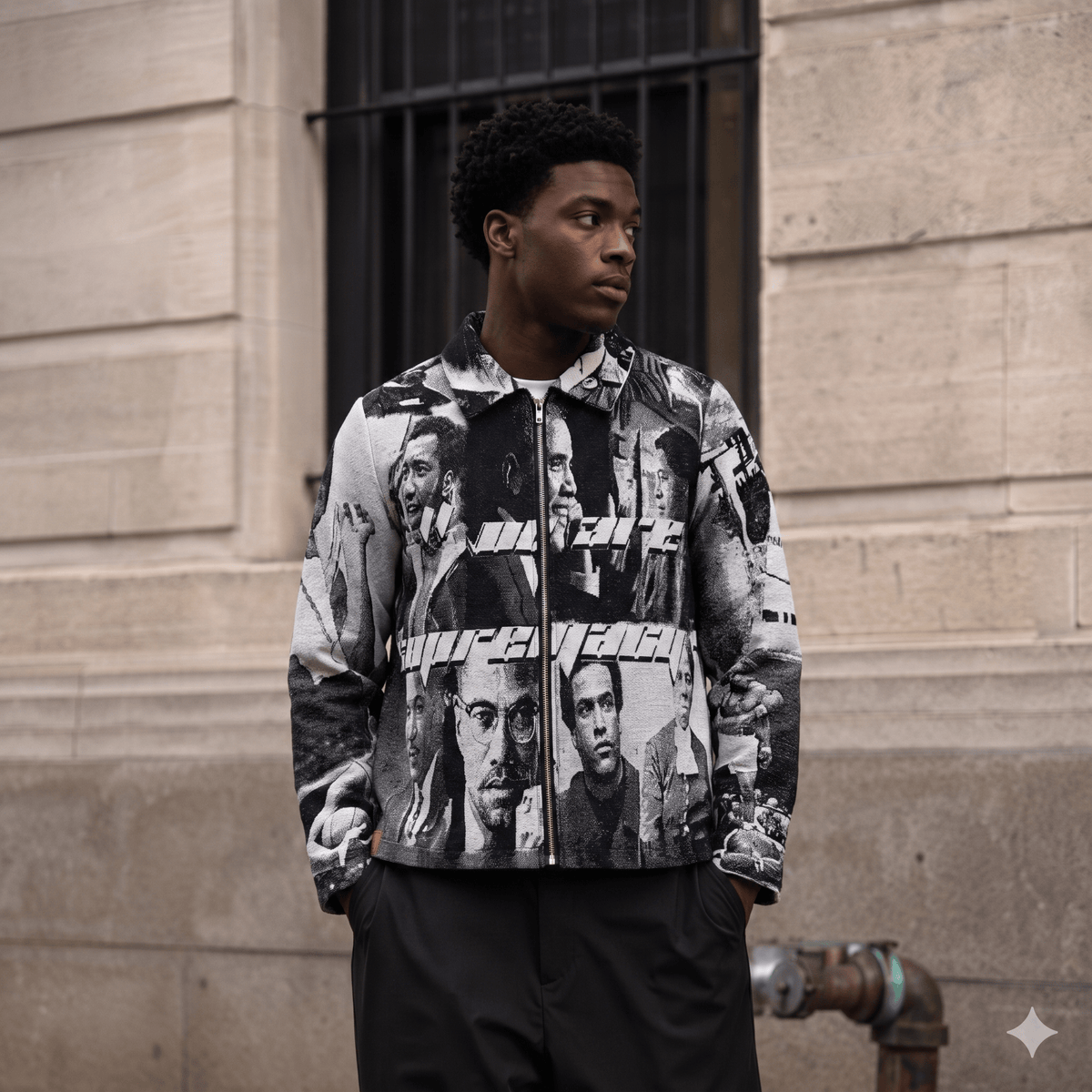 BLACK LEADER TAPESTRY JACKET