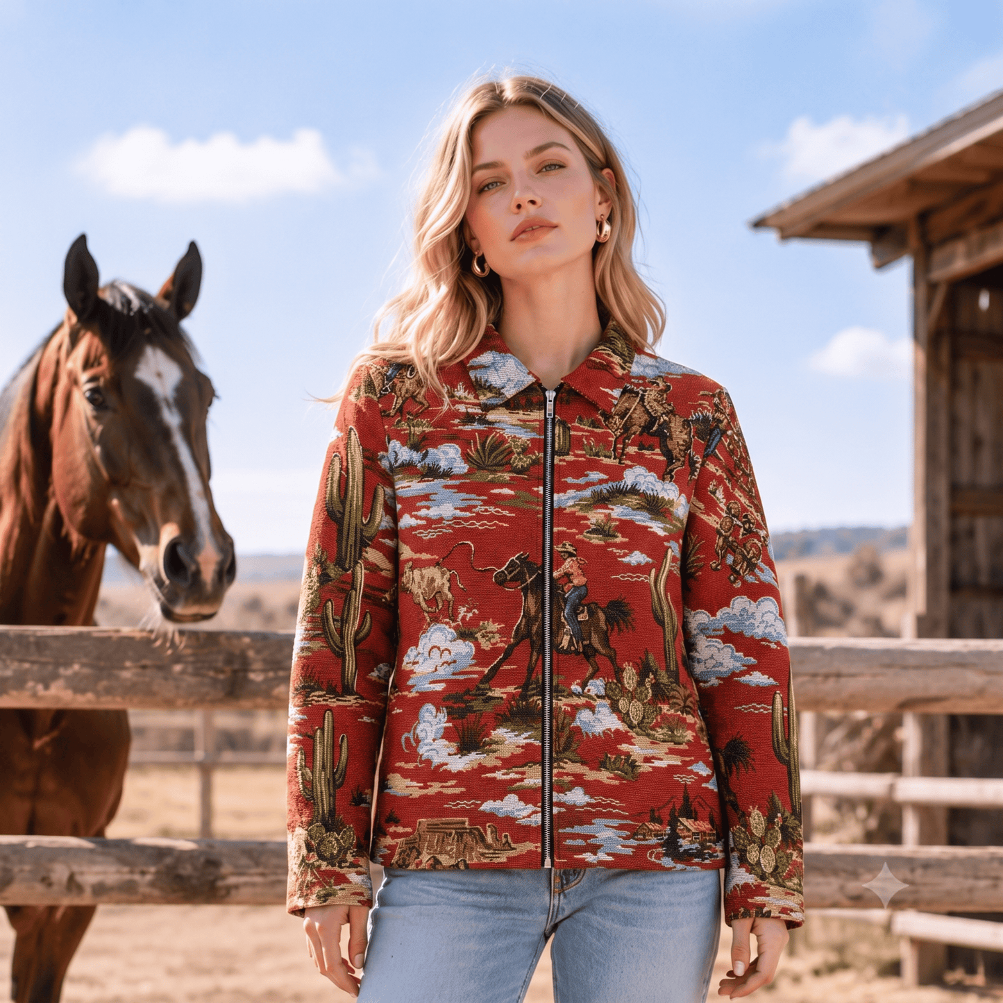 RED COWBOY TAPESTRY JACKET