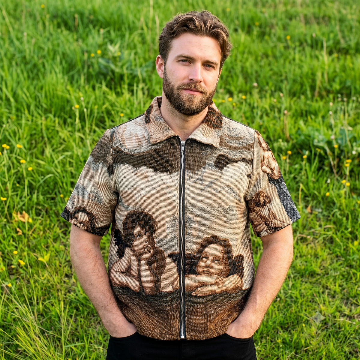 TWO ANGELS TAPESTRY TEE