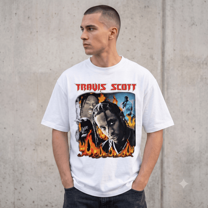 TRAVIS SCOTT FIRE FLAME HEAVYWEIGHT COTTON TEE-57034