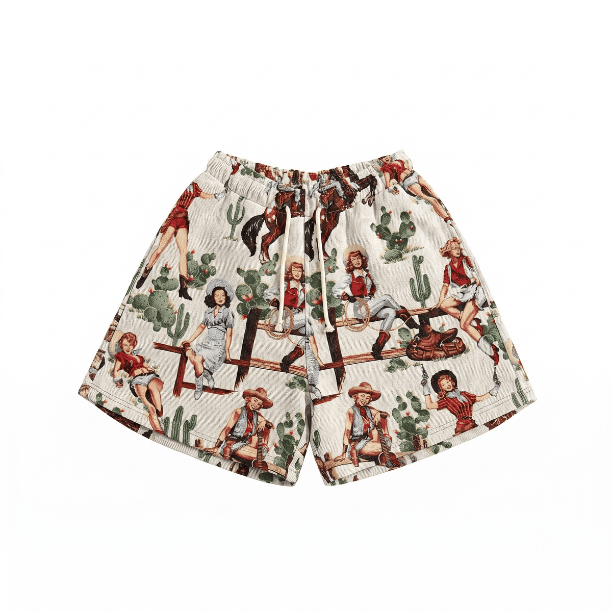 WHITE COWGIRL TAPESTRY SHORTS