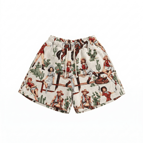 WHITE COWGIRL TAPESTRY SHORTS
