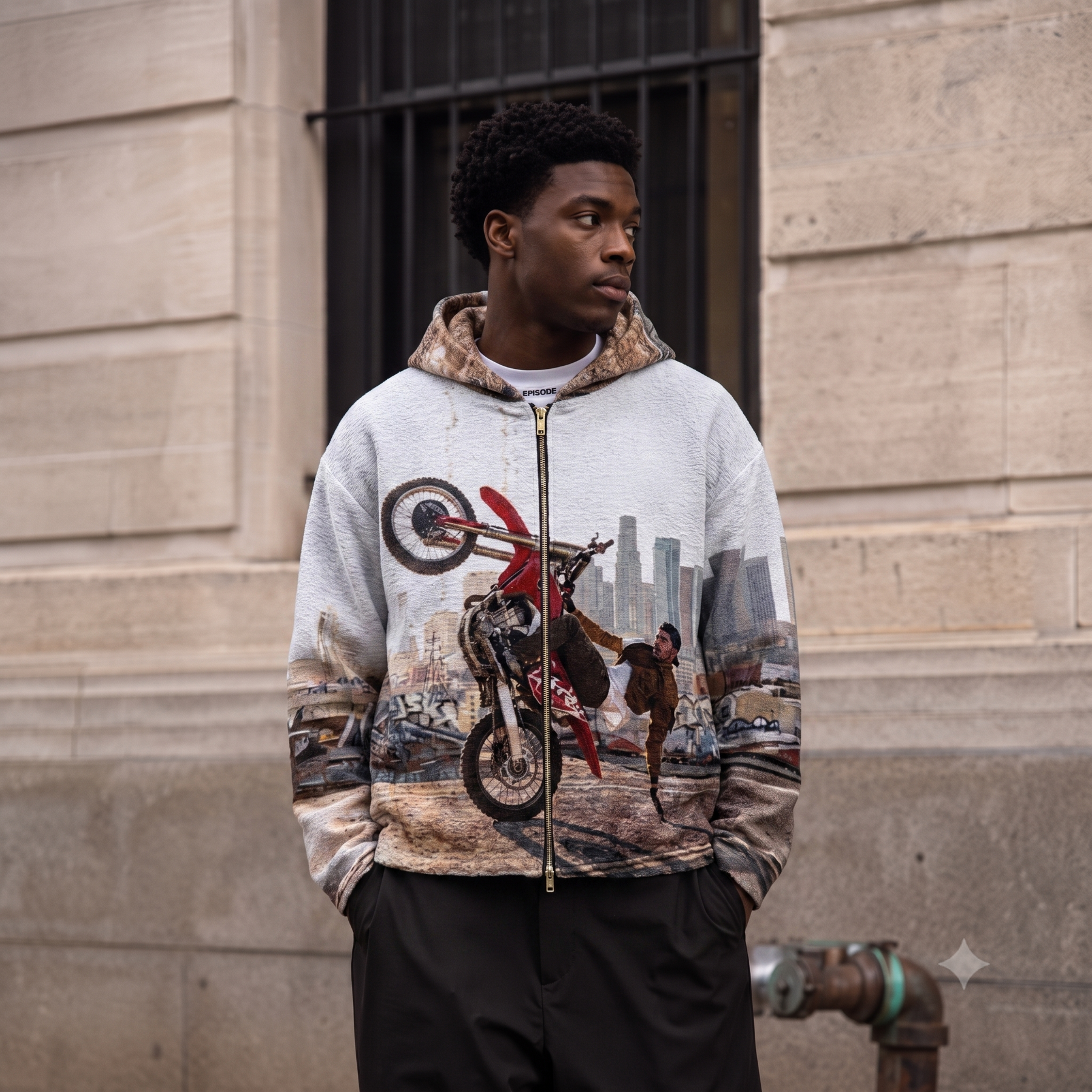 WHEELIE TAPESTRY HOODIE