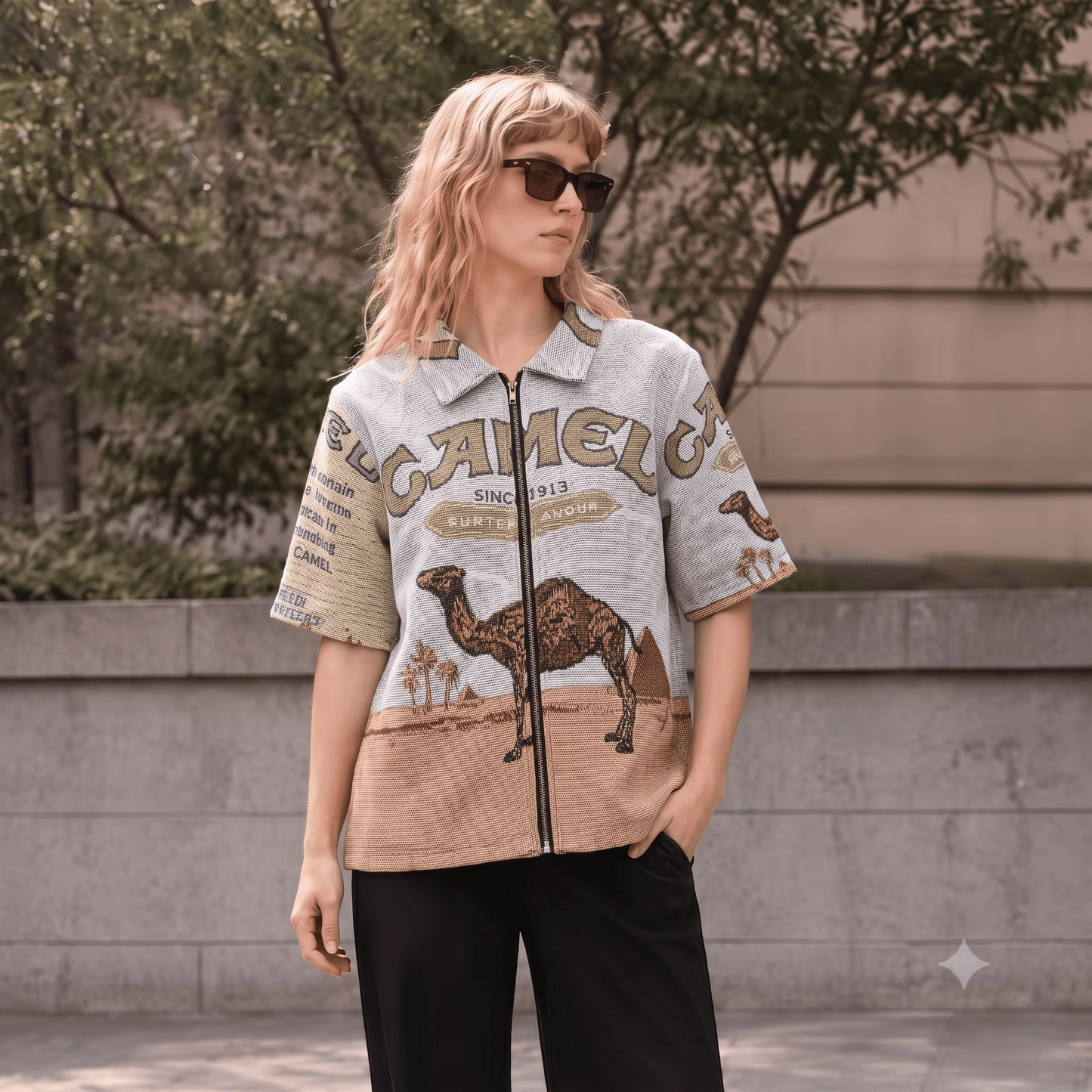 CAMEL TAPESTRY TEE