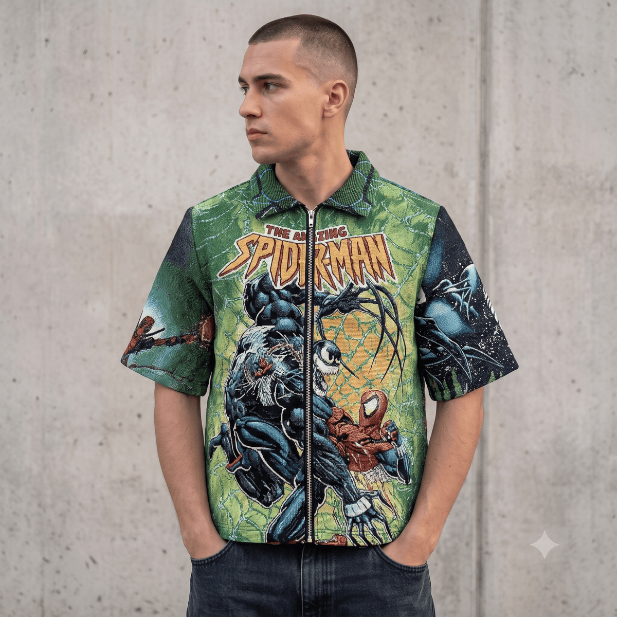 GREEN SPIDER TAPESTRY TEE