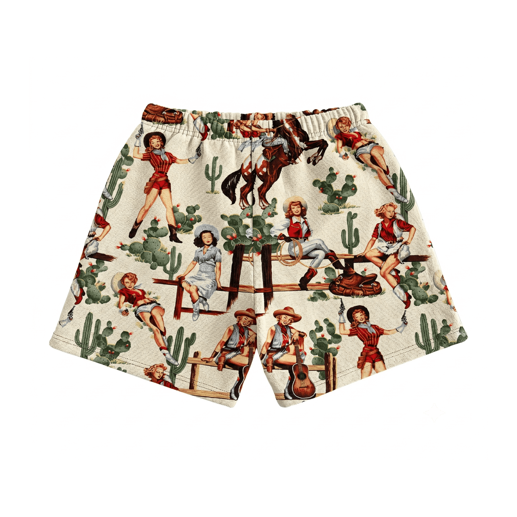 WHITE COWGIRL TAPESTRY SHORTS