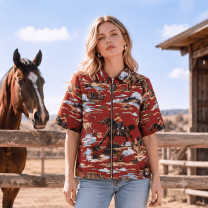 RED COWBOY TAPESTRY TEE