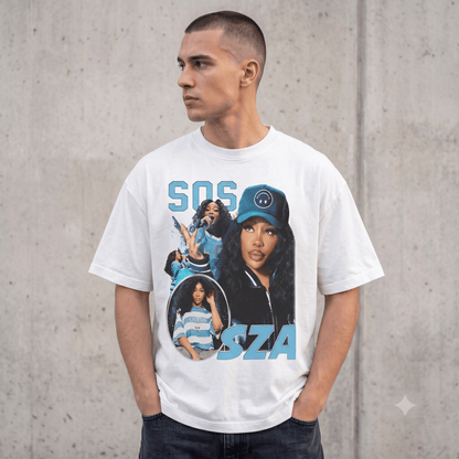 VINTAGE SZA MULTI-PORTRAIT S.O.S STYLE HEAVYWEIGHT COTTON TEE-57031