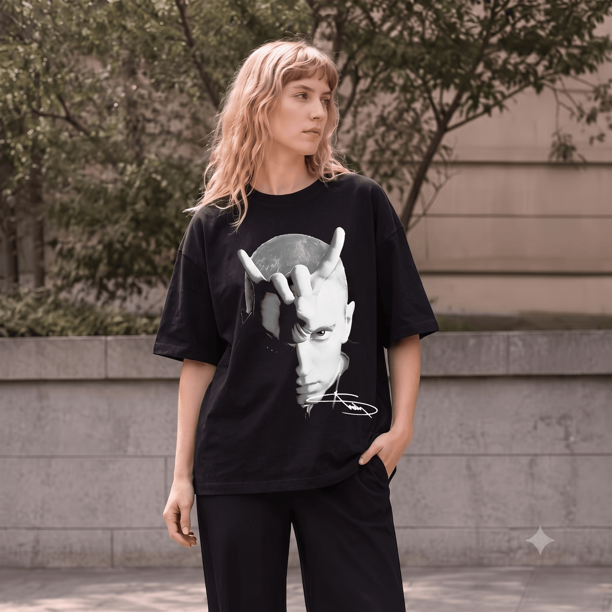 EMINEM ROCK SIGN HAND HEAVYWEIGHT COTTON TEE-57040