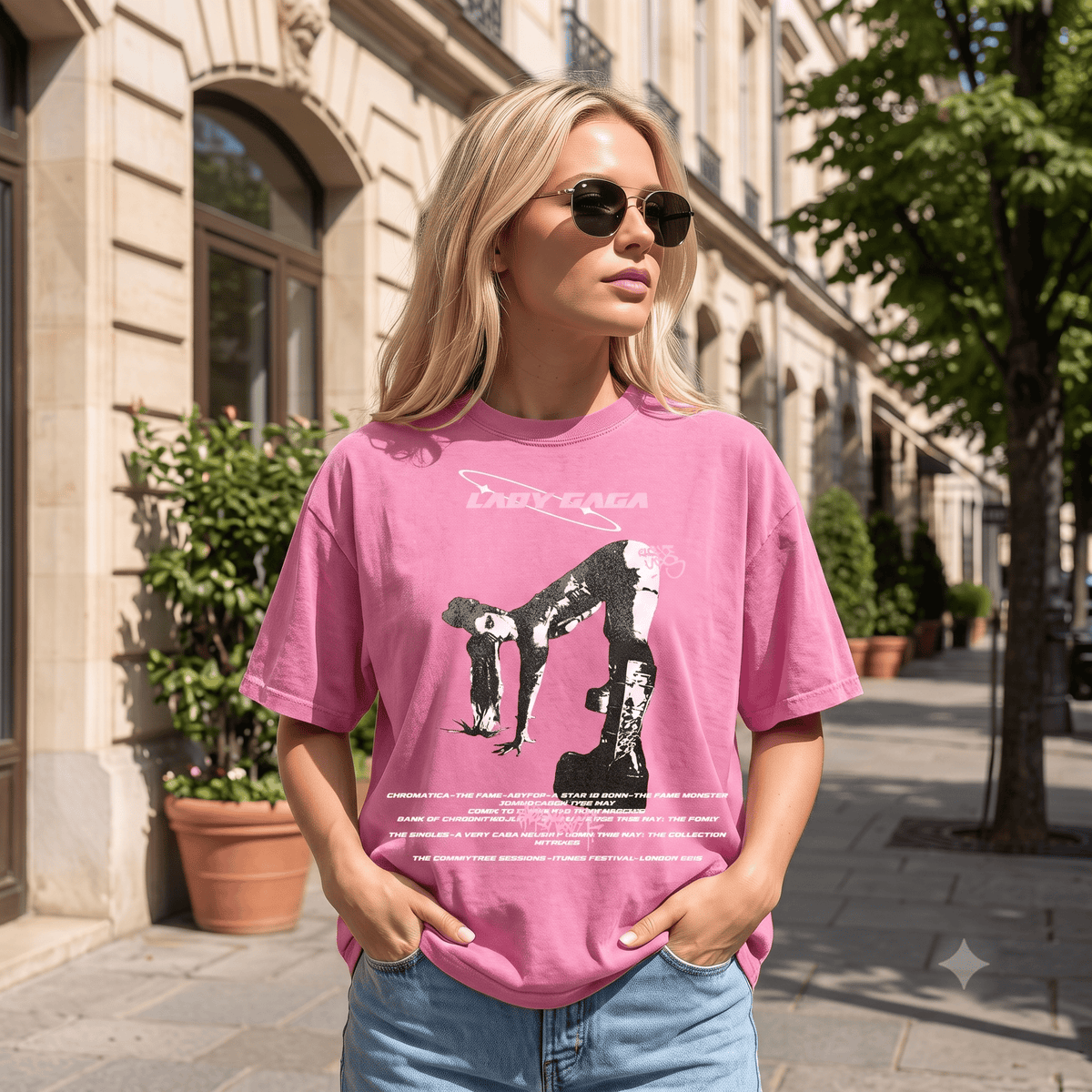 LADY GAGA HEAVY WEIGHT COTTON TEE-8936