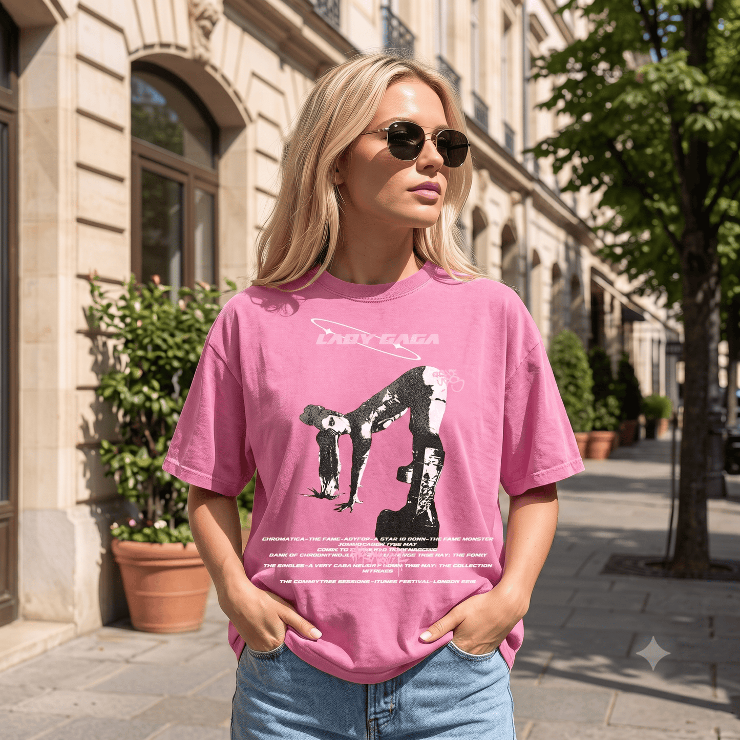LADY GAGA HEAVY WEIGHT COTTON TEE-8936