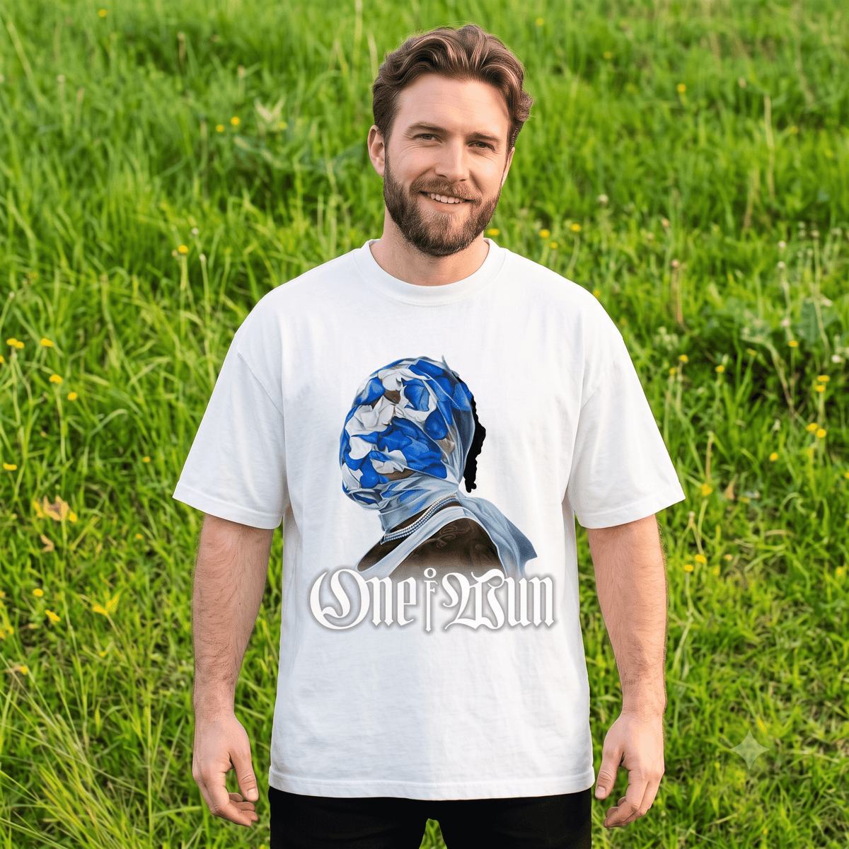 ONE OF WUN FLORAL MASK HEAVYWEIGHT COTTON TEE-57026
