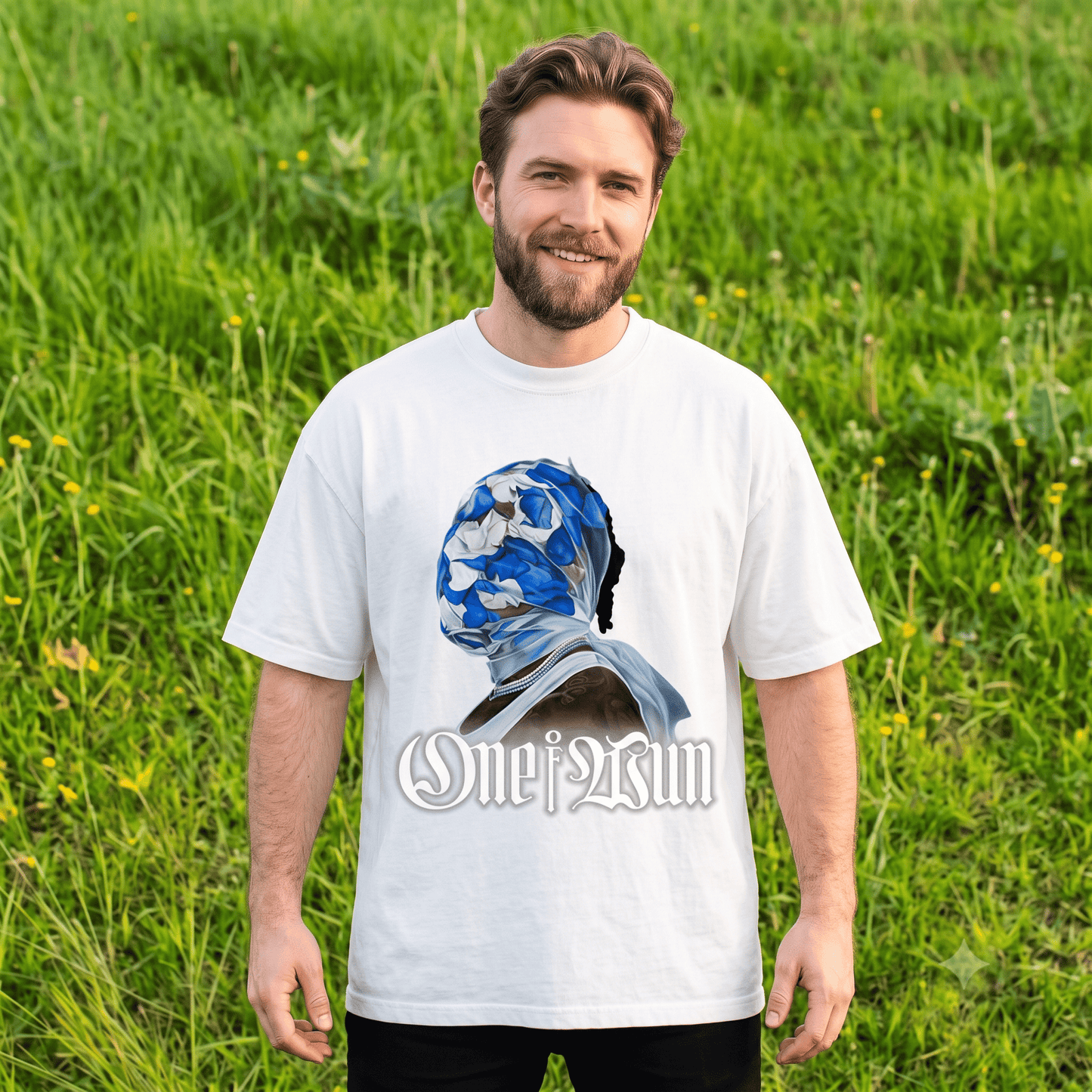 ONE OF WUN FLORAL MASK HEAVYWEIGHT COTTON TEE-57026