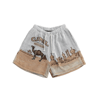 CAMEL TAPESTRY SHORTS
