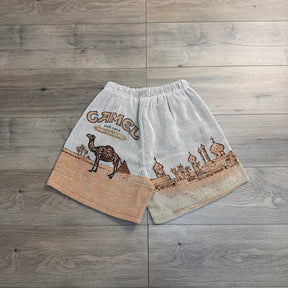 CAMEL TAPESTRY SHORTS