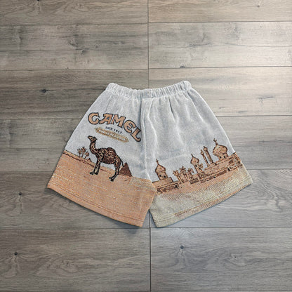 CAMEL TAPESTRY SHORTS