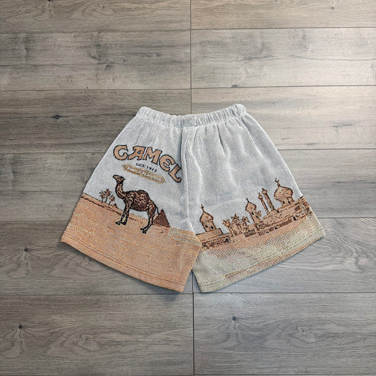 CAMEL TAPESTRY SHORTS