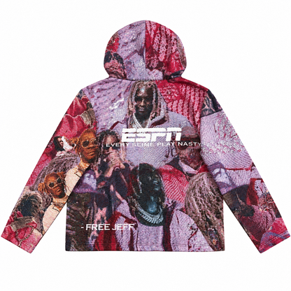 RED FREE YSL TAPESTRY HOODIE