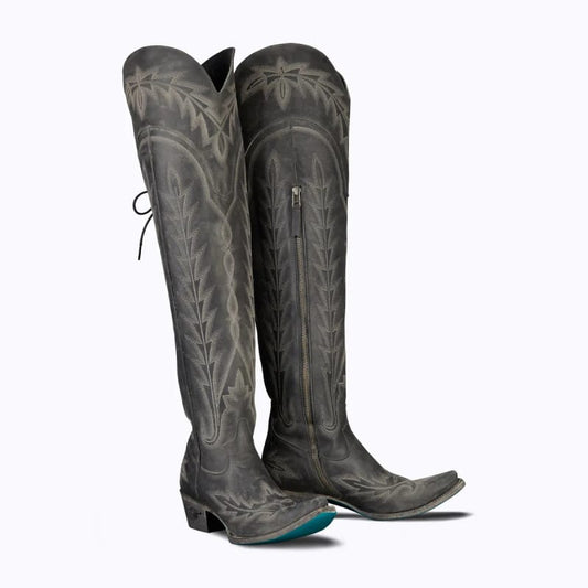WOMEN’S OVER-THE-KNEE DISTRESSED LEATHER WESTERN BOOTS-60030