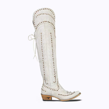 WOMEN’S OVER-THE-KNEE DISTRESSED LEATHER WESTERN BOOTS-60030