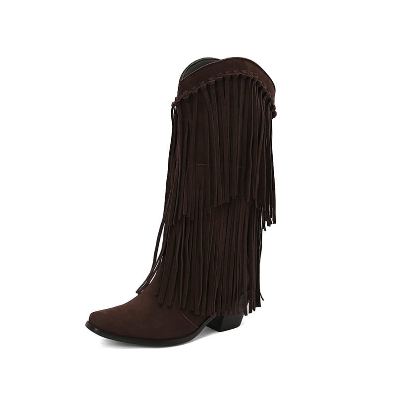 Women's Sterling Fringe Tall Western Boots-60037