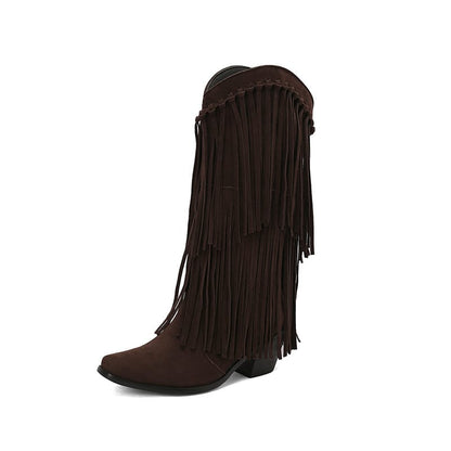 Women's Sterling Fringe Tall Western Boots-60037