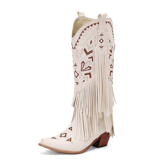 Women’s Fringe High Western Boots-60036