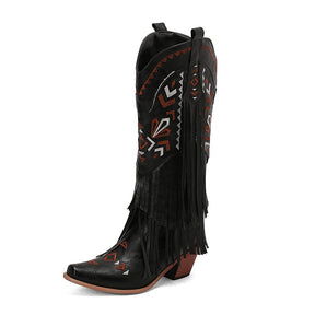Women’s Fringe High Western Boots-60036