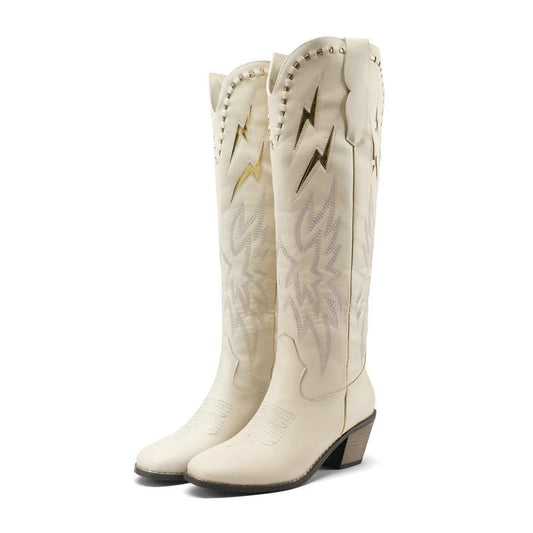 Women’s Lightning Embroidered Knee-High Western Boots-60039