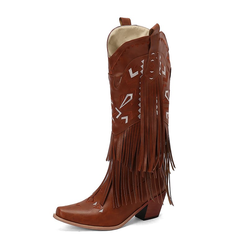 Women’s Fringe High Western Boots-60036
