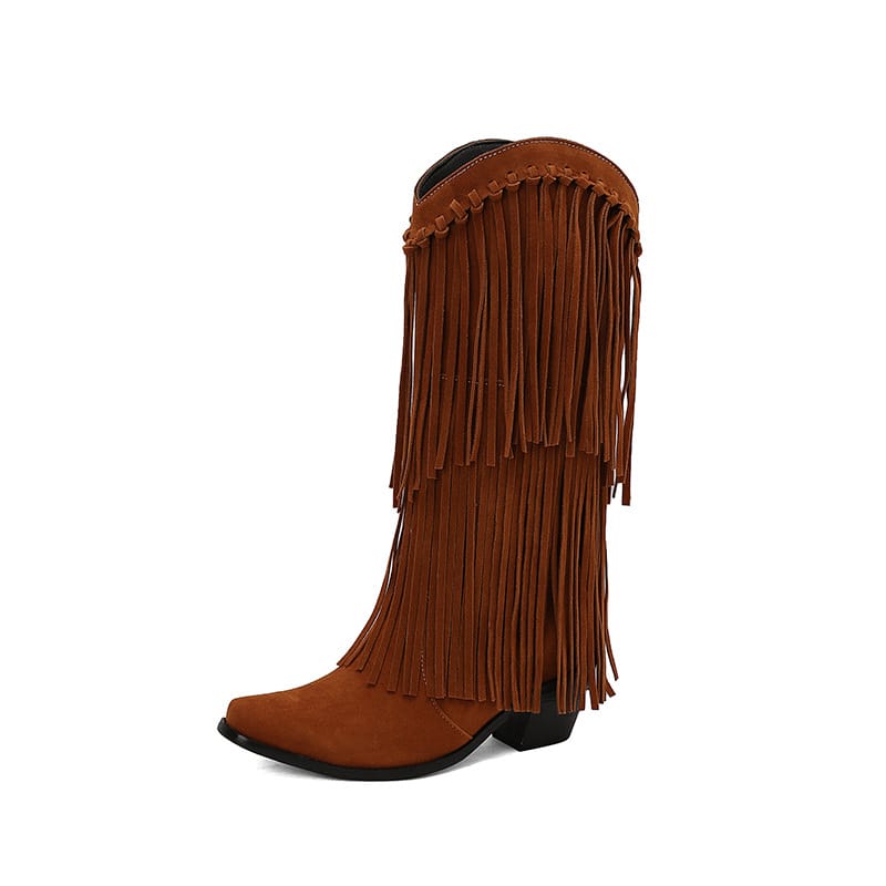 Women's Sterling Fringe Tall Western Boots-60037