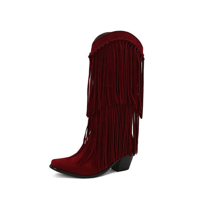 Women's Sterling Fringe Tall Western Boots-60037
