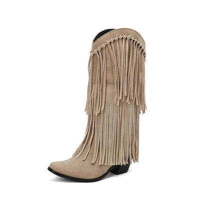 Women's Sterling Fringe Tall Western Boots-60037