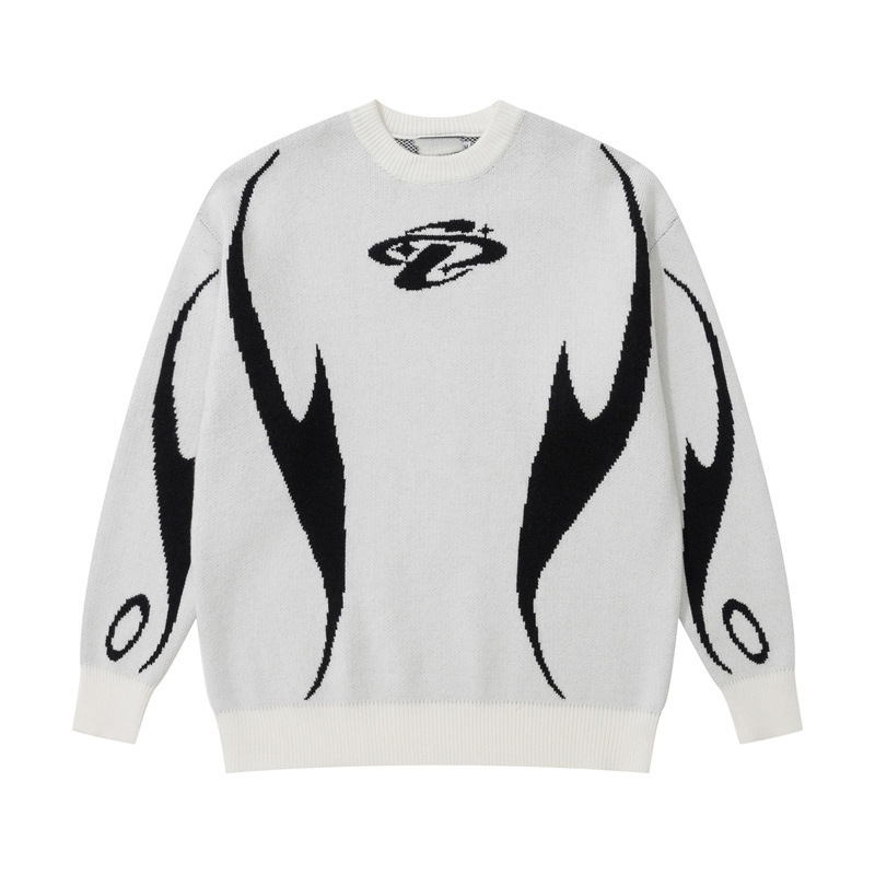Dark Motion Graphic Knit Sweater