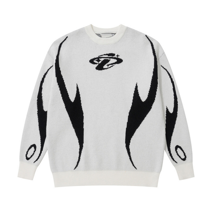 Dark Motion Graphic Knit Sweater