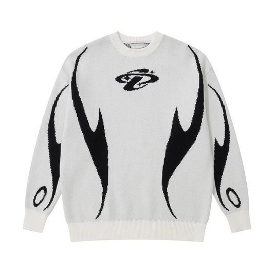 Dark Motion Graphic Knit Sweater