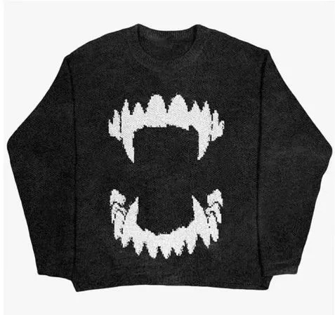 Open Wide Mouth Graphic Knit Sweater