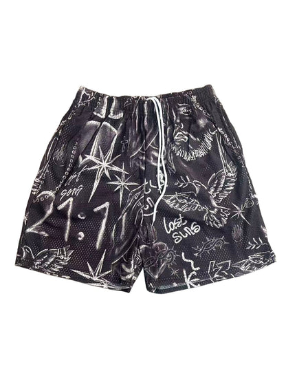 RETRO TIE DYE CROS BROWN  SHORTS-8909