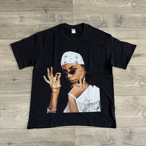 RDMCLOTHINGART tapestry hoodie AALIYAH HEAVY WEIGHT COTTON TEE-8020