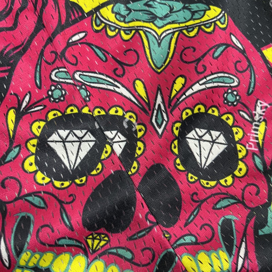 COLORFUL SKULL MESH SHORTS-8694