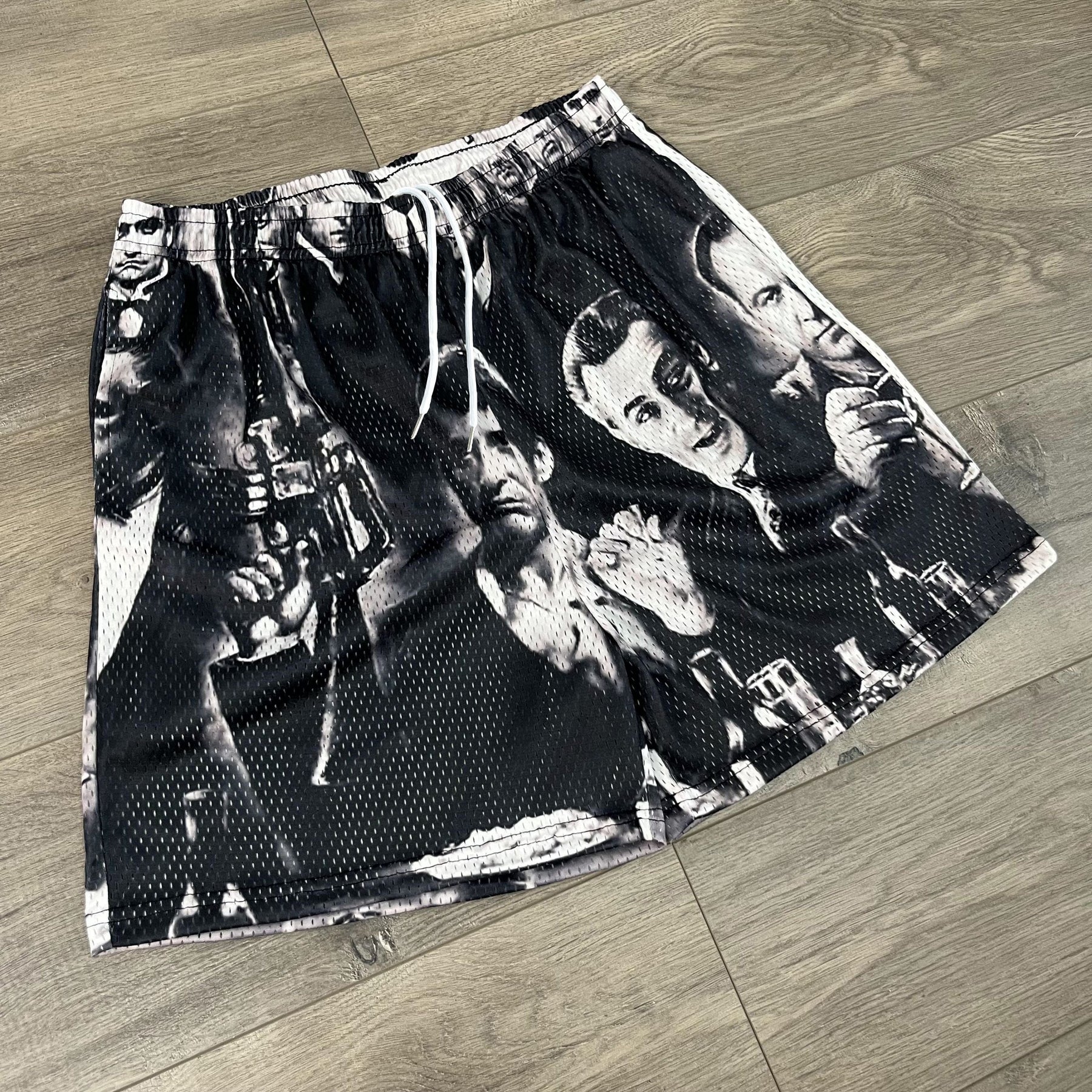 RDMCLOTHINGART tapestry hoodie GANGSTERS MESH SHORTS-8681