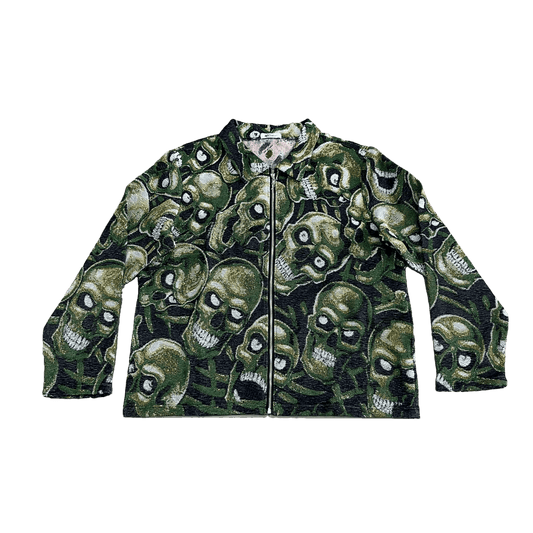 RDMCLOTHINGART tapestry hoodie GREEN SKULL Tapestry JACKET