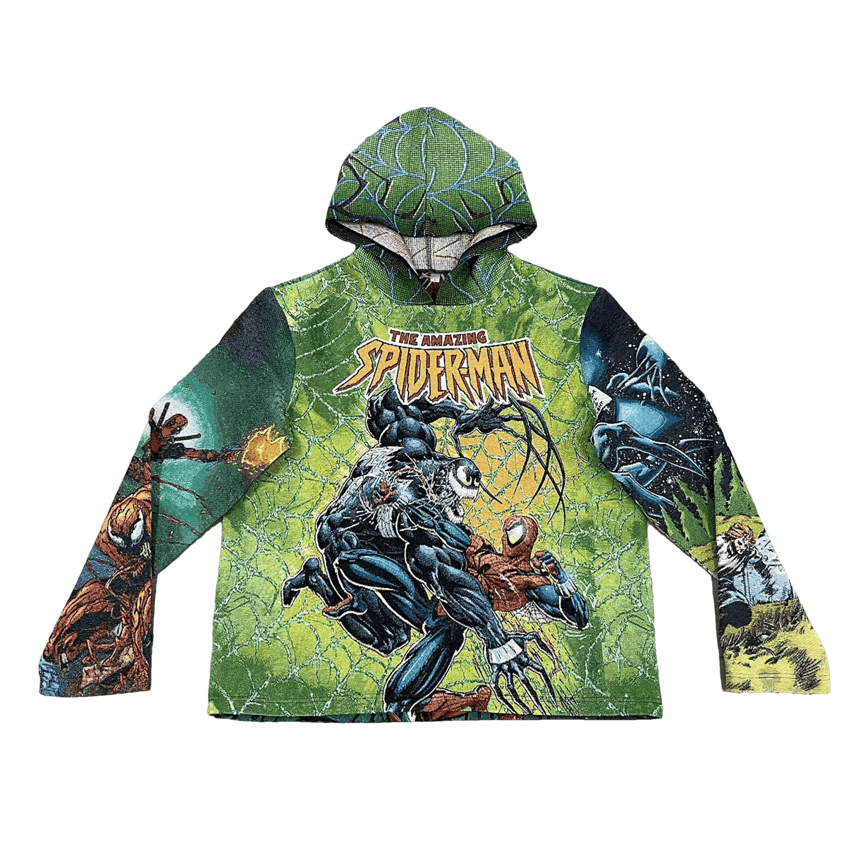 RDMCLOTHINGART tapestry hoodie GREEN SPIDERMAN TAPESTRY