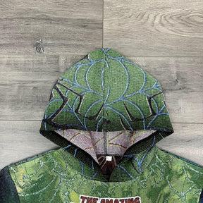 RDMCLOTHINGART tapestry hoodie GREEN SPIDERMAN TAPESTRY