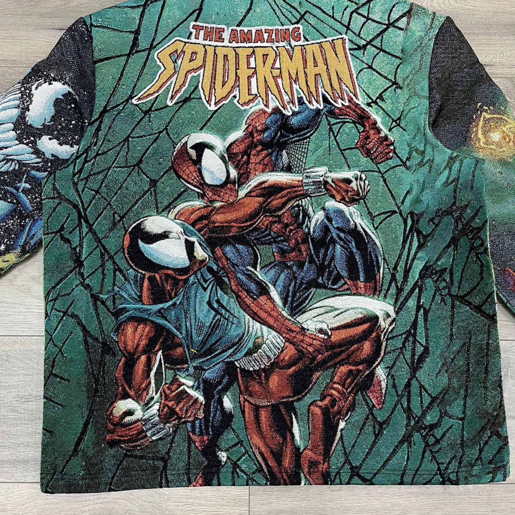 RDMCLOTHINGART tapestry hoodie GREEN SPIDERMAN TAPESTRY