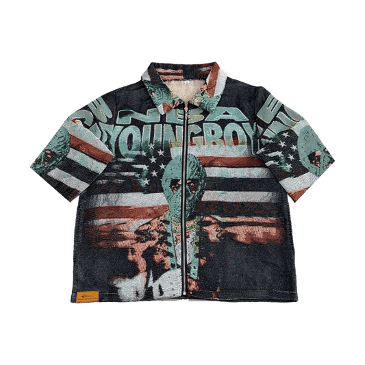 GREEN YOUNGBOY TAPESTRY TEE