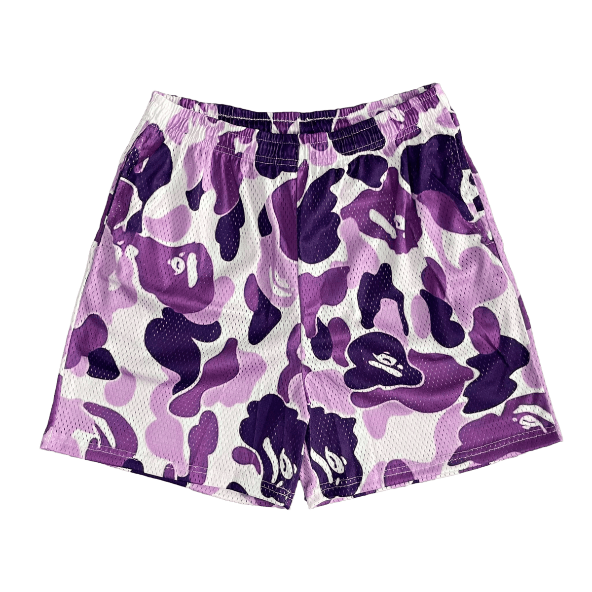 RDMCLOTHINGART tapestry hoodie PURPLE CAMO MESH SHORTS-8697