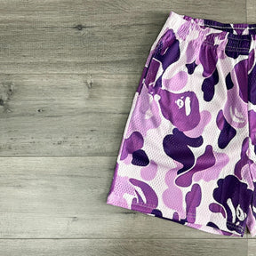 PURPLE CAMO MESH SHORTS-8697