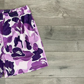 PURPLE CAMO MESH SHORTS-8697
